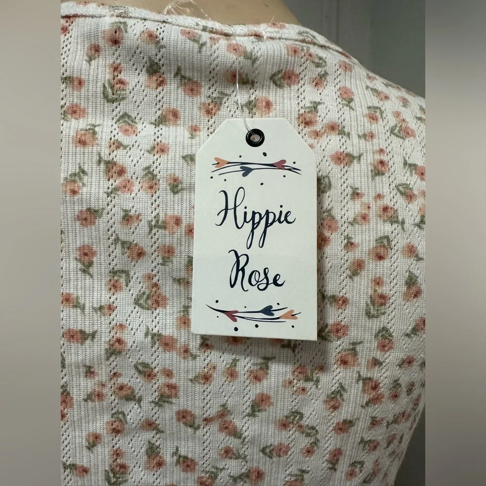NWT Hippie Rose White Floral Knit Crop Top Size Large - Picture 4 of 5